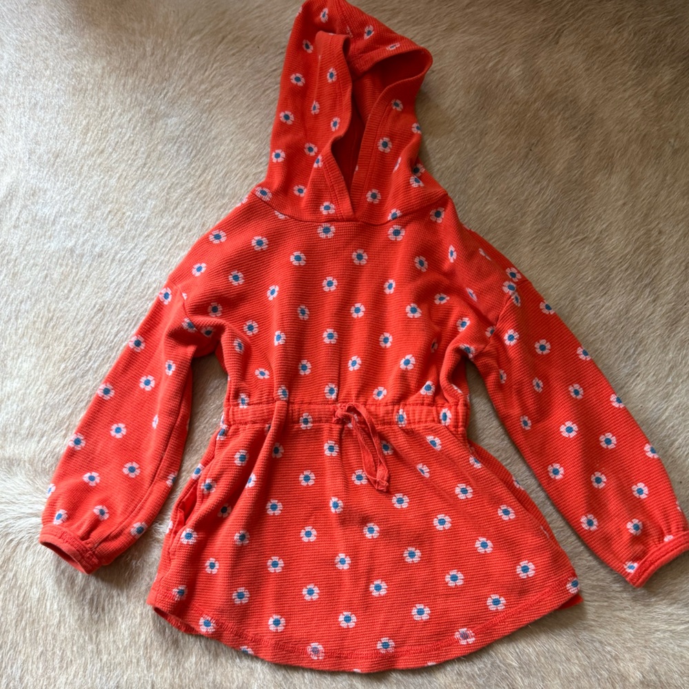 Hanna Andersson Red Floral Hoodie Dress
